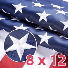 8' X 12' American Flag US USA EMBROIDERED Stars Sewn Stripes Brass Grommets picture