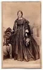 ANTIQUE CDV CIRCA 1860s MAXWELL OLDER LADY WEARING FUR RICHMOND INDIANA picture