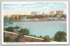 Postcard St. Petersburg Florida View Mirror Lake And Skyline Curt Teich Co. picture