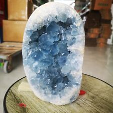 7.15LB Natural Beautiful Blue Celestite Crystal Geode Cave Mineral Specim3250g picture