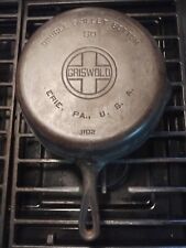 Griswold 80 Cast Iron Double Hinged Skillet Pan Large Block Logo 1102-3 Flat  picture