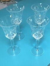Vintage Etched Crystal Wine Glasses Set Of Four, 7 3/4” picture