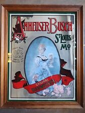 Vintage Anheuser Busch Budweiser Mirror Sign Beer Advertising Collectible Bar picture