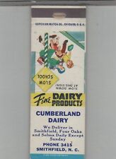Matchbook Cover Cumberland Dairy Smithfield, NC picture