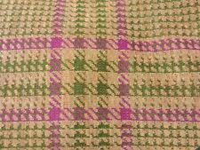 3.5 YARDS Vintage 70's Green, Purple Checkered Gingham Blocks 100% Polyester picture