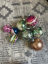 Vintage Lot Of 8 Christmas Shiny Brite Ornaments Stenciled Mercury Glass Etc picture