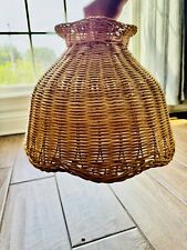 Vtg Wicker Rattan Hanging Shade Lamp Light swag boho Mid Century mod Woven Lot.3 picture