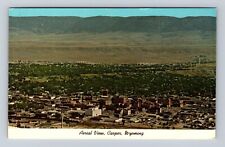 Casper WY-Wyoming, Aerial Of Town Area, Antique, Vintage Souvenir Postcard picture
