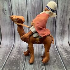 Vintage Leather Camel With Rider, Handmade & Hand Stitched. 7” X  8.5” picture