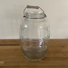 Vintage Glass Pickle Jar Barrel w/ Wood Handle -No Lid - 3 Gallon 13”- Duraglass picture