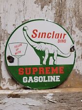 VINTAGE SINCLAIR PORCELAIN SIGN DINO SUPREME GASOLINE MOTOR OIL SALES SERVICE 6