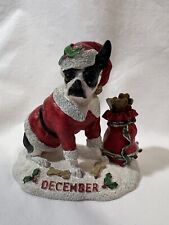 Danbury Mint BOSTON TERRIER Dog Figurine DECEMBER Perpetual Calendar, Retired picture