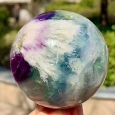 432G Rare natural snowflake feather fluorite crystal ball therapeutic ball picture