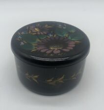 Vtg MCM Russian Handpainted Lacquered Floral  Trinket Box Signed picture