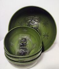 Vintage Paul Marshall Tiki Serving Bowls Set of 5 PMP Avocado Green picture