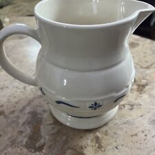 Longaberger Pottery Woven Traditions Large 2qt Pitcher White Blue picture
