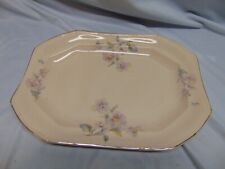 Vintage TST Co Pink Floral Platter serving tray gold trim 16
