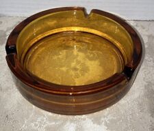Vintage Amber Ash Tray 5.5”x .5” Heavy thick glass 3 Slots no chips picture