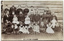 Vintage 1894 Cabinet Photo of a Large Family Reunion Men Women Log Cabin Home 🏡 picture