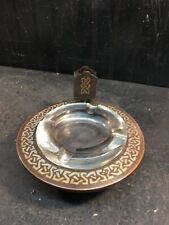 Vintage Mid Century Copper Smoking Stand With Glass Ashtray picture