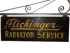 Antique 1920s Flickinger Radiator Service Station Advertising Sign w/ Bracket picture