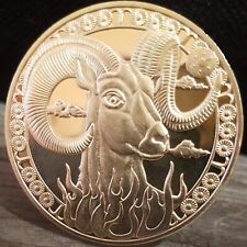 Aries Gold Plated Zodiac Medallion Gift for Astrology Fans 1.57