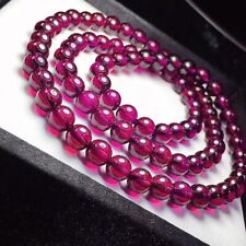 Natural Purple Garnet Crystal 3Laps Round Beads Stretch Bracelet 5mm 5A picture