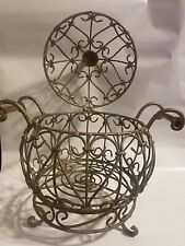 Vintage Wrought Iron French Wire Rustic Fruit Basket Bowl Victorian Centerpiece picture