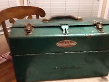 Vintage PARK Heavy 3 Latch Tool Box W/Double Fold Out Hinged Tool Trays 17x10x8” picture