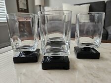 4 Disaronno  Amaretto Liqueur Glasses Clear w/Black Square Pedestal Base Barewar picture