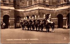 Whitehall London England Sepia Changing Guards Ceremony Horses DB Postcard picture