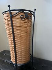 Never Used - Longaberger 2001 UMBRELLA Basket + Protector + WROUGHT IRON STAND picture
