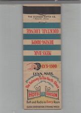 Matchbook Cover Hotel Edison Mens Bar Gateway To The North Shore Lynn, MA picture