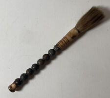 VINTAGE CHINESE  CALLIGRAPHY BRUSH CARVED STONE HANDLE BEADS HORSE HAIR picture