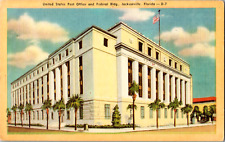 Vintage C 1930's U.S. Post Office Federal Building Jacksonville Florida Postcard picture