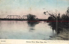 1908 Mount Hope,KS Arkansas River Sedgwick County Postcard 1c stamp Vintage picture