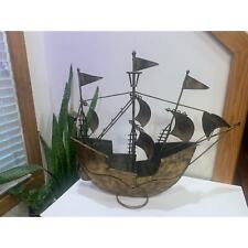 Vintage Metal Mid-Century Brutalist Pirate Ship LARGE 28”x25 picture