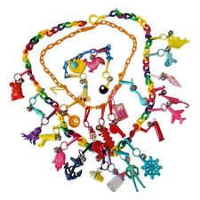 Vintage 1980s Plastic Clip On Rare Bell Charm 80s Bell Charms Necklace Lot 29 Pc picture