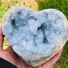 1416g Natural Blue Celestite Geode Heart Quartz Crystal Mineral Specimen Healing picture