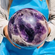 8.93LB Natural Beautiful Dream Amethyst Quartz Crystal Sphere Ball Healing 107 picture