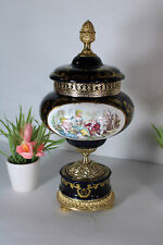 Vintage  cobalt porcelain centerpiece bowl lidded victorian vase picture
