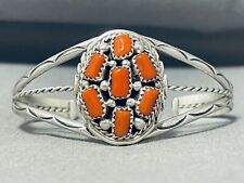 OUTSTANDING NAVAJO CORAL SIGNED STERLING SILVER BRACELET picture