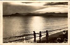 Vintage Real photo Postcard - SANTOS PUNTA DA PRAIA Brazil children on a beach picture