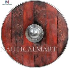 NauticalMart Aged Wood Viking Shield - SCA/LARP/Norse/Norway/Antique/Armor Red picture