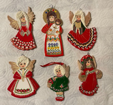 6 Vintage HOLIDAY HUTCH Carmel By The Sea Ceramic Christmas Ornaments Angels picture