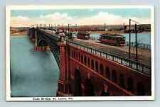 c1920 WB Postcard St. Louis MO Eads Bridge Trolley Cars Streetcars Horse Carts picture
