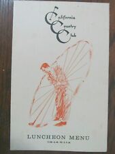 Vintage 1950's California Country Club Restaurant Whittier Ca. Menu Golf CCC picture