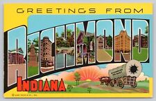 Richmond Indiana, Large Letter Greetings, Covered Wagon, Vintage Postcard picture