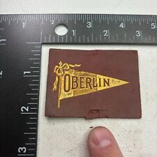VTG c 1910s BAD SHAPE AS-IS OBERLIN COLLEGE PENNANT Tobacco Leather Patch 382T picture