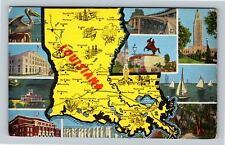 LA-Louisiana, Aerial View Map, Advertisement Photos, Vintage Postcard picture